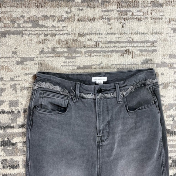 Good American Highrise Black Grey Fringe Fray Accent Jeans - Picture 5 of 15